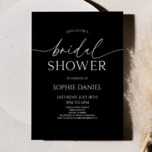 Elegant Minimalist Black White Bridal Shower Invitation