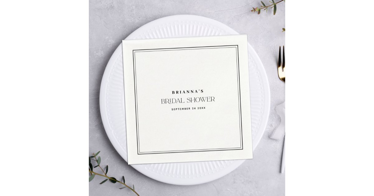 Elegant Minimalist Black & White Bridal Shower Napkins | Zazzle