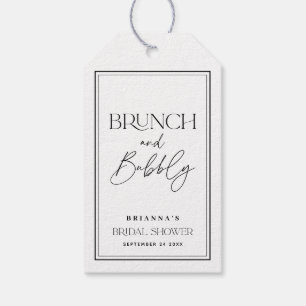 Elegant Minimalist Black & White Brunch & Bubbly Gift Tags
