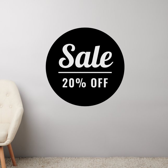 Elegant Minimalist Black & White Business Sale Wall Decal (Living Room 2)