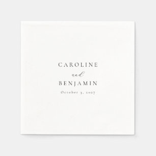 Elegant Minimalist Black White Calligraphy Wedding Napkins