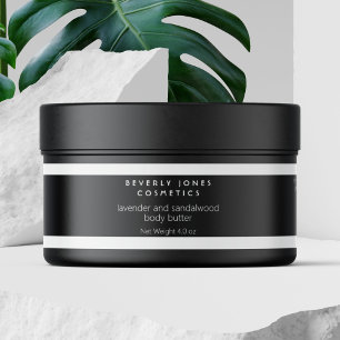 Elegant Minimalist Black White Cosmetics Jar Label
