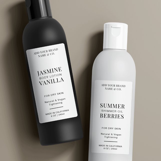 Elegant Minimalist Black White Cosmo Bottle Label (Fully editable cosmo bottle vertical rectangle labels with fully editable text)