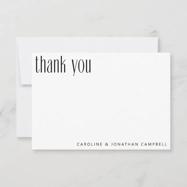 Elegant Minimalist Black White Custom Wedding Thank You Card | Zazzle