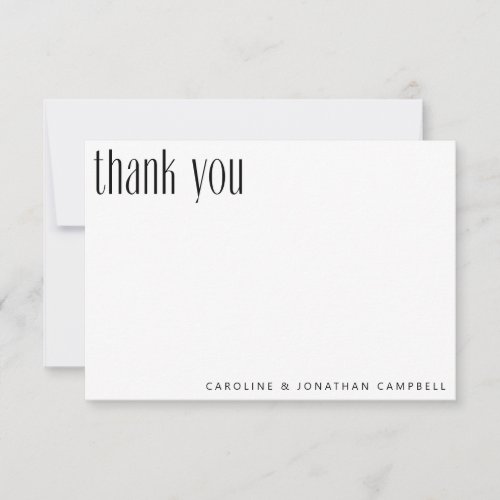 Elegant Minimalist Black White Custom Wedding Thank You Card