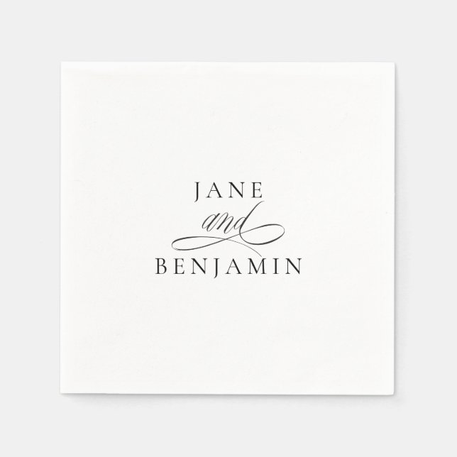 Elegant Minimalist Black & White Fine Art Wedding Napkins (Front)