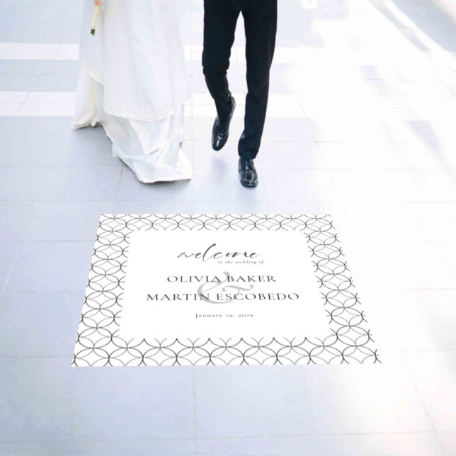 Elegant Minimalist Black White Floor Decals (Wedding)