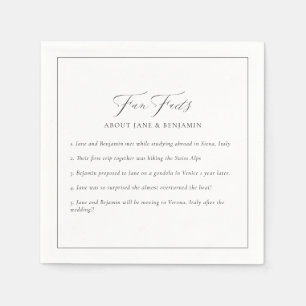 Elegant Minimalist Black & White Fun Facts Wedding Napkins