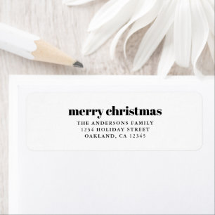 Elegant Minimalist Black & White Merry Christmas Label