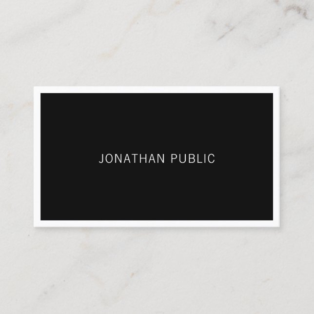 Elegant Minimalist Black White Modern Plain Cool Business Card (Front)