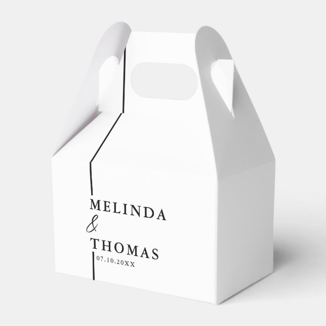 Elegant Minimalist Black & White Modern Wedding  Favor Boxes (Front Side)
