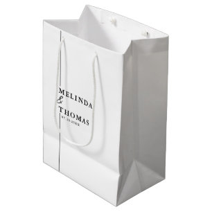 Elegant Minimalist Black & White Modern Wedding Medium Gift Bag