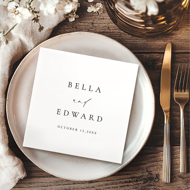 Elegant Minimalist Black White Modern Wedding  Napkins (Creator Uploaded)