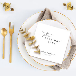 Elegant Minimalist Black White Modern Wedding Napkins