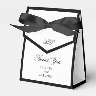 Elegant Minimalist Black White Monogram Wedding Favor Boxes