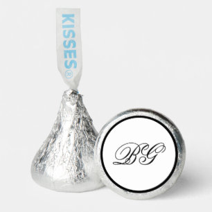 Elegant Minimalist Black White Monogram Wedding Hershey®'s Kisses®