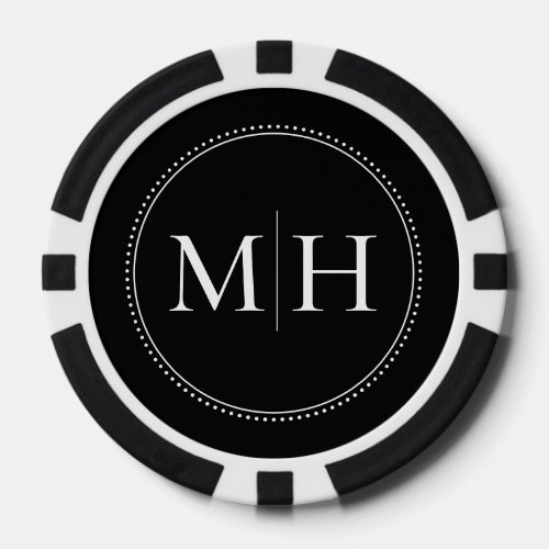 Elegant Minimalist Black White Monogram Wedding Poker Chips