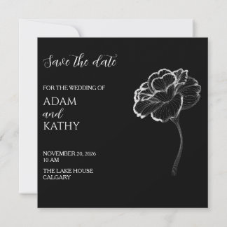 Elegant Minimalist Black White Save the date card