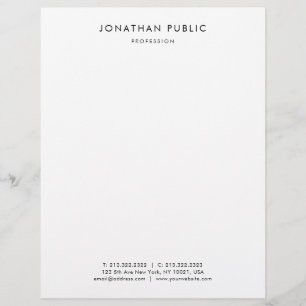 Elegant Minimalist Black White Simple Design Chic Letterhead