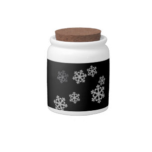Elegant Minimalist Black White Snowflake Pattern Candy Jar