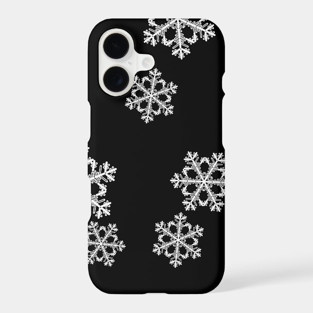 Elegant Minimalist Black White Snowflake Pattern Case-Mate iPhone Case (Back)
