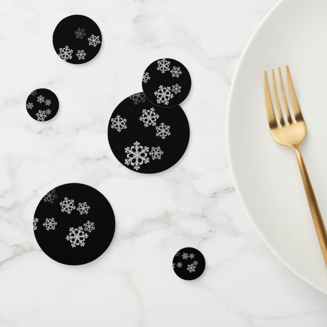 Elegant Minimalist Black White Snowflake Pattern Confetti (Group)