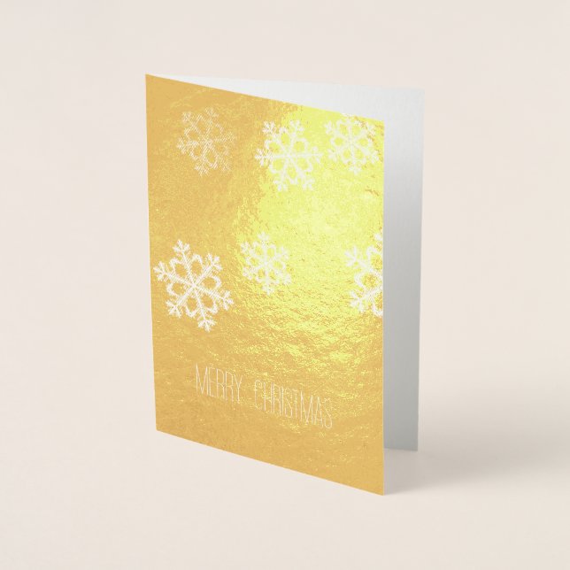 Elegant Minimalist Black White Snowflake Pattern Foil Card (Front)