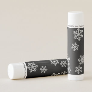 Elegant Minimalist Black White Snowflake Pattern Lip Balm
