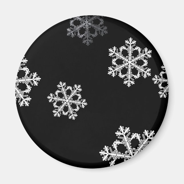 Elegant Minimalist Black White Snowflake Pattern Magnet (Front)