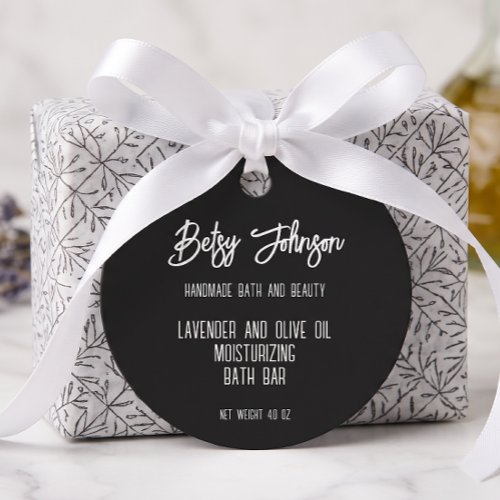 Elegant Minimalist Black White Soap Packaging Tag