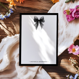 Elegant Minimalist Black & White Watercolor Bow Note Card