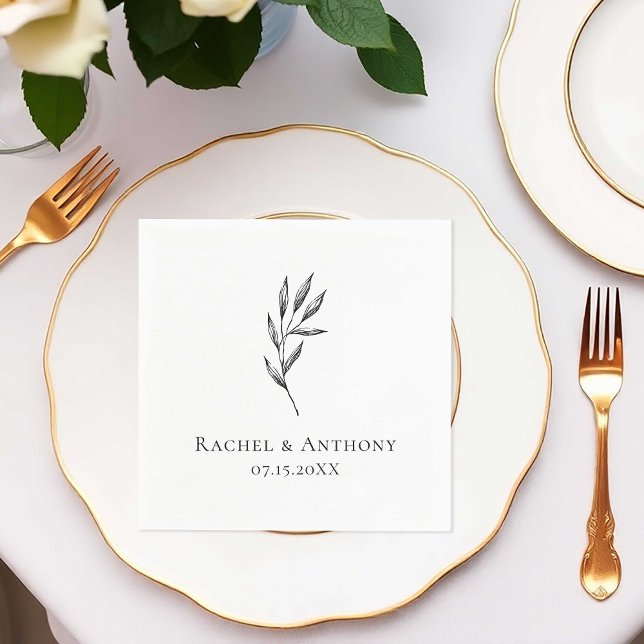 Elegant Minimalist Black White wedding Custom Napkins (Creator Uploaded)