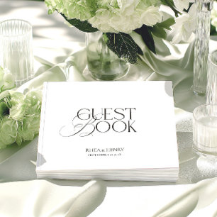 Elegant Minimalist Black & White Wedding Guest Book