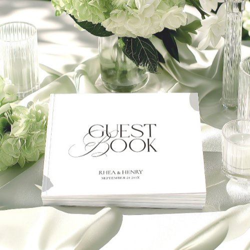 Elegant Minimalist Black & White Wedding Guest Book