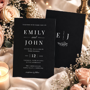 Elegant Minimalist Black & White Wedding Invitation