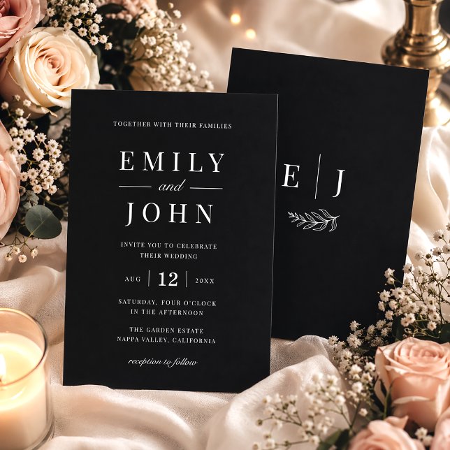 Elegant Minimalist Black & White Wedding Invitation (Creator Uploaded)