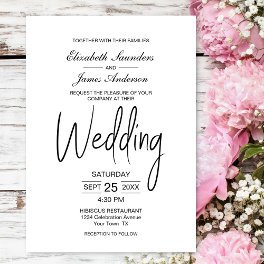 Elegant Minimalist Black White Wedding Invitation