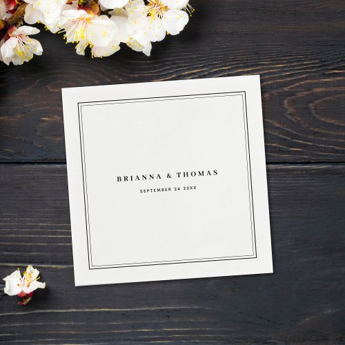 Elegant Minimalist Black  White Wedding Napkins