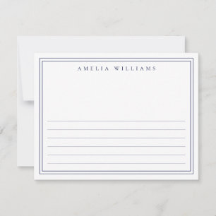 Elegant Minimalist Blue Half Lined Note Card