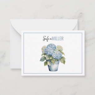 Elegant Minimalist Blue Hydrangea Wedding Note Card