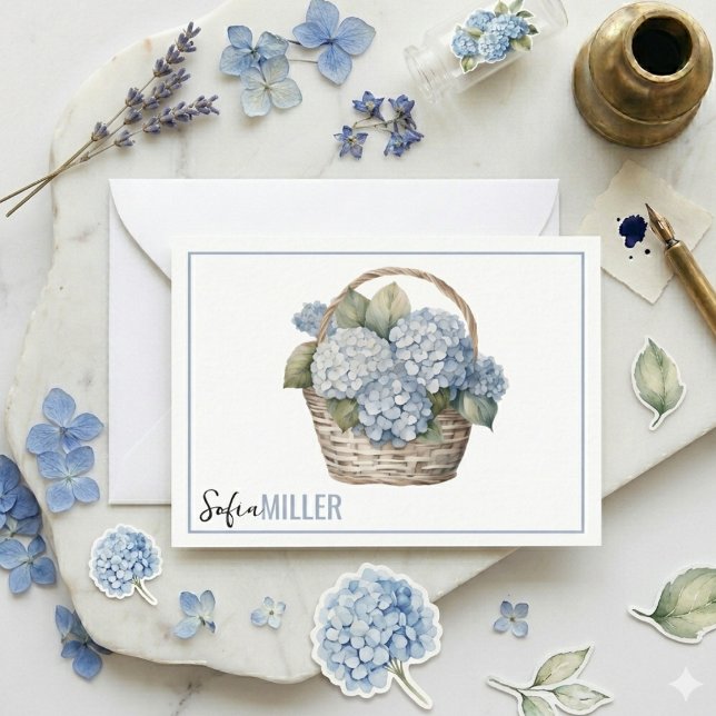 Elegant Minimalist Blue Hydrangea Wedding Note Card (Elegant Minimalist Blue Hydrangea Wedding Note Card
)