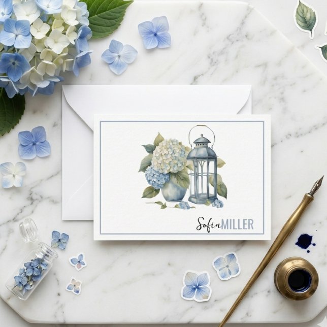 Elegant Minimalist Blue Hydrangea Wedding Note Card (Elegant Minimalist Blue Hydrangea Wedding Note Card
)