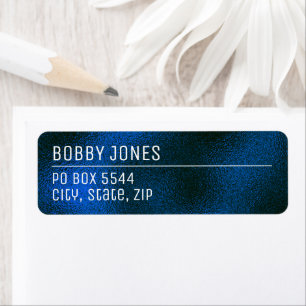 Elegant Minimalist Blue Metallic Return Address Label