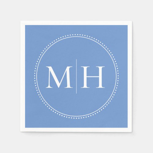 Elegant Minimalist Blue Monogram Wedding Napkins