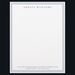 Elegant Minimalist Blue Two Border Letterhead<br><div class="desc">Create your own personalized letterhead with elegant chic typography name and two border lines in blue color.</div>
