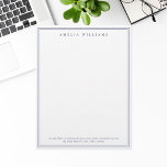 Elegant Minimalist Blue Two Border Letterhead<br><div class="desc">Create your own personalized letterhead with elegant chic typography name and two border lines in blue color.</div>