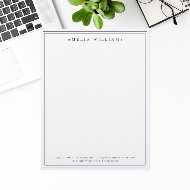Elegant Minimalist Blue Two Border Letterhead (Creator Uploaded)