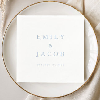 Elegant Minimalist Blue Wedding Napkins