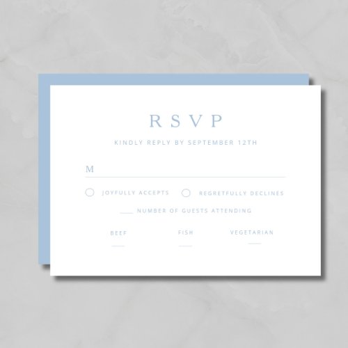 Elegant Minimalist Blue Wedding RSVP Card