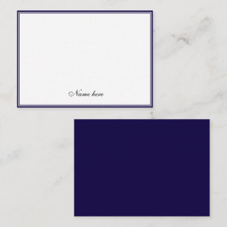Elegant minimalist blue &white two border note card
